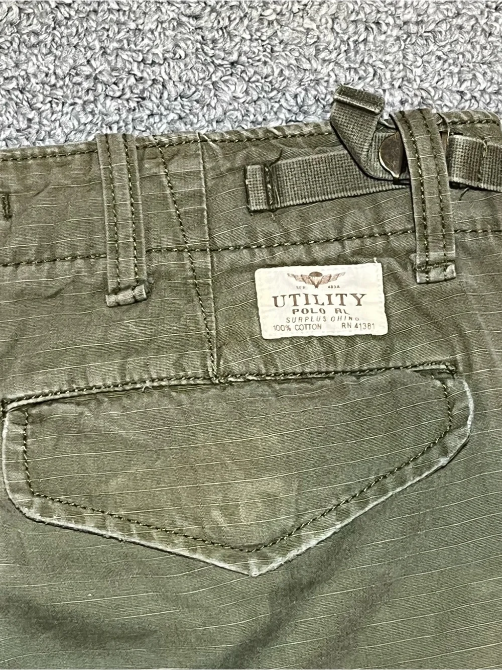 Polo Ralph Lauren Utility Surplus Ripstop Cargo Pants Mens 32X30 Green Slim Fit